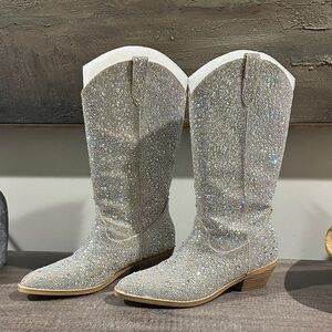 Madden Girl Glittering Silver Heeled Boots